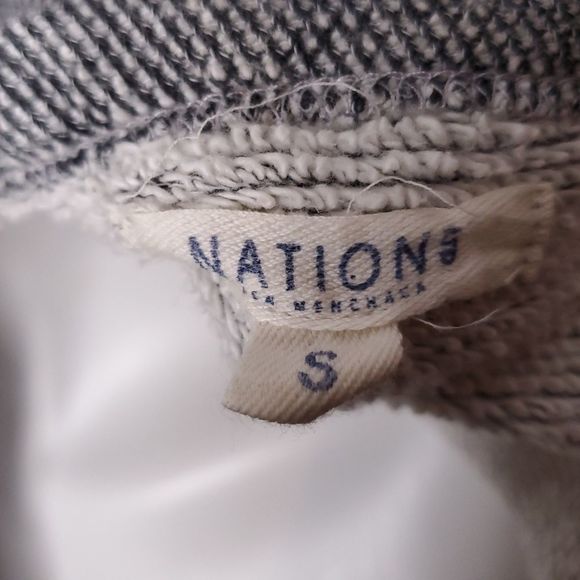 Nation LTD Raglan Frayed Hem Marled Knit slSweatshirt Blue White sz S - Picture 6 of 8